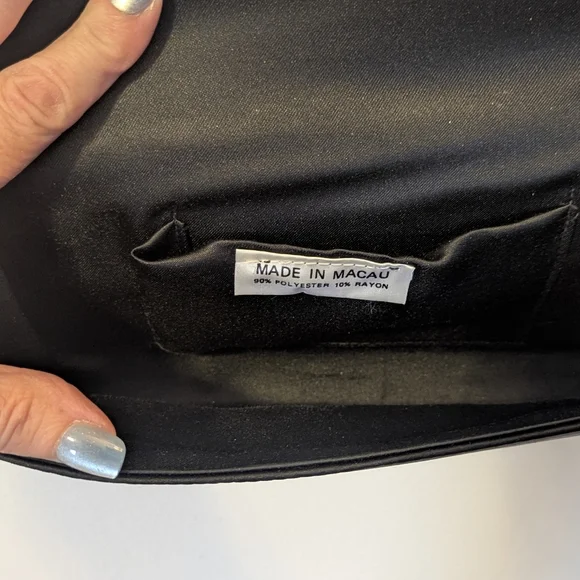 70s-80s Elegant Black and Silver Beaded Evening Bag/Clutch - Picture 8 of 8